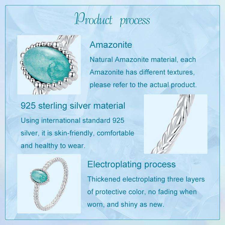 S925 Sterling Silver Platinum-Plated Amazonite Ring(8)