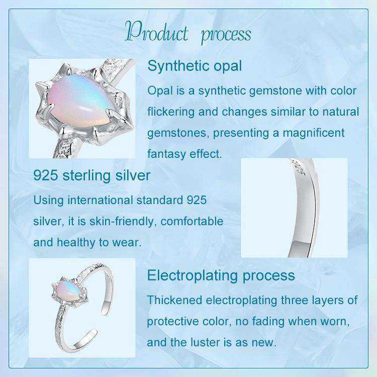 S925 Sterling Silver Fantasy Aurora Opal Adjustable Ring(BSR625-E)