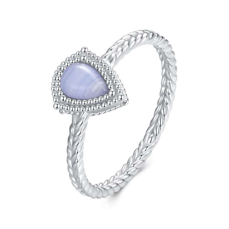 S925 Sterling Silver Platinum-Plated Agate Main Stone Ring(6)