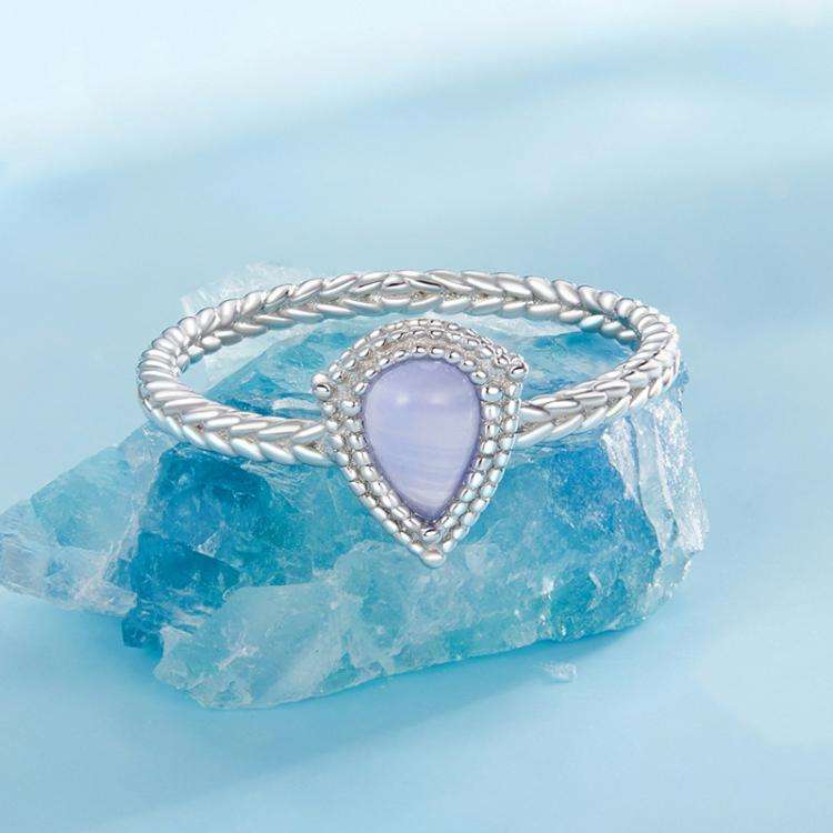 S925 Sterling Silver Platinum-Plated Agate Main Stone Ring(6)