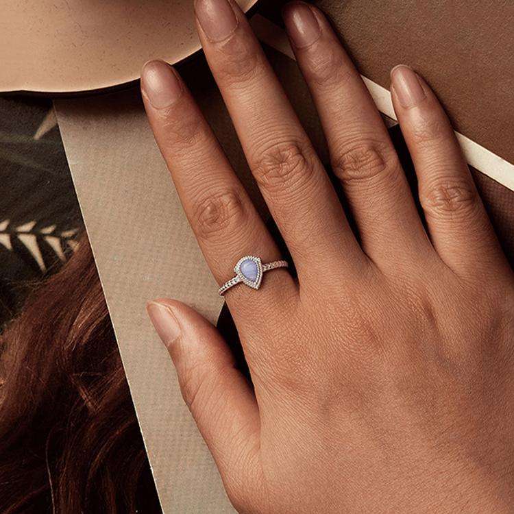S925 Sterling Silver Platinum-Plated Agate Main Stone Ring(6)