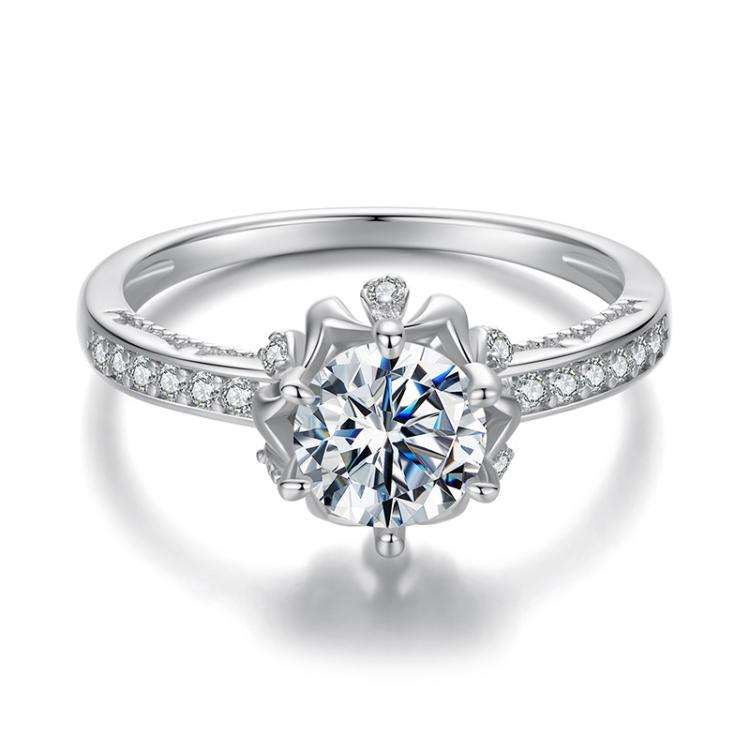 S925 Sterling Silver Moissanite Bud Inlaid Zircon Ring(6)