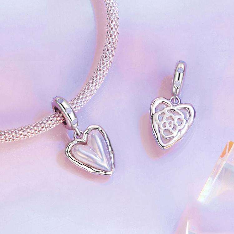 S925 Sterling Silver Platinum-plated Aurora Heart Nano Opal DIY Beads(SCC2942)