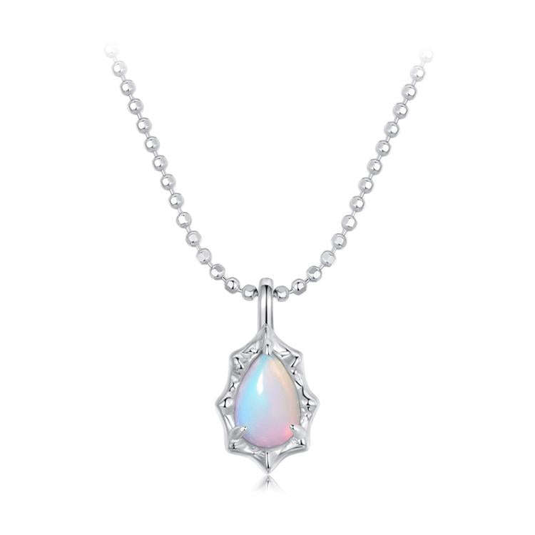 S925 Sterling Silver Platinum-plated Fantasy Aurora Opal Necklace(BSN412)