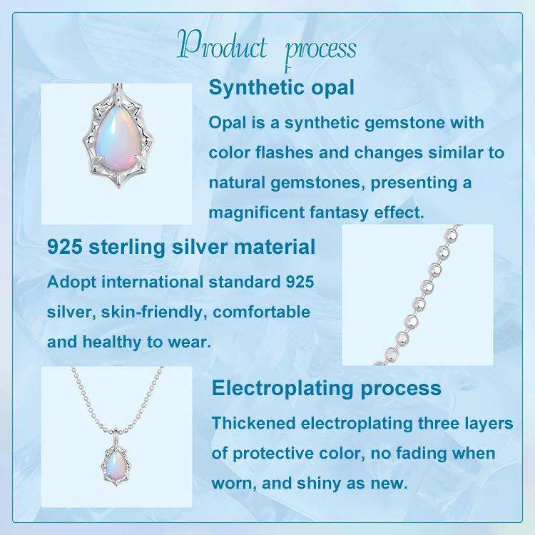 S925 Sterling Silver Platinum-plated Fantasy Aurora Opal Necklace(BSN412)