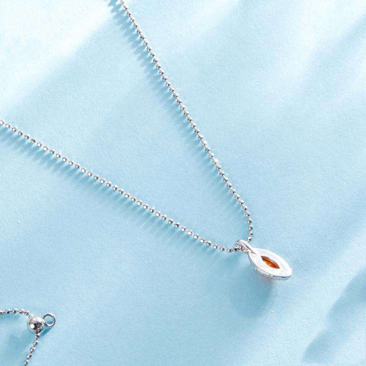 S925 Sterling Silver Platinum-plated Flame Opal Necklace Elegant Clavicle Chain(BSN413)