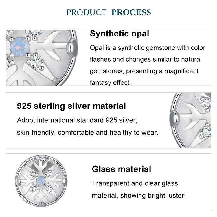 S925 Sterling Silver Platinum-plated Christmas Crystal Ball Snowflake Earrings(BSE1131)