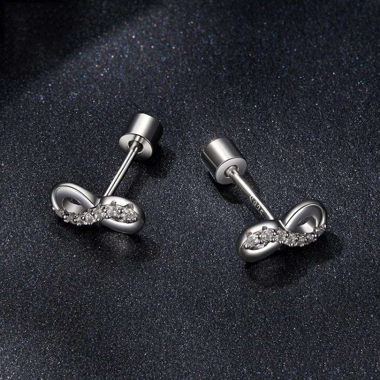 S925 Sterling Silver Shining Moissanite Earrings Infinity Symbol Earrings(MSE076)