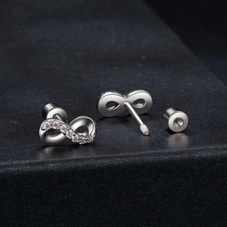 S925 Sterling Silver Shining Moissanite Earrings Infinity Symbol Earrings(MSE076)