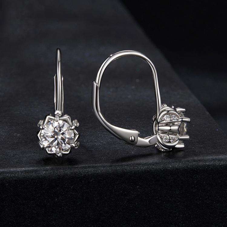 S925 Sterling Silver Platinum-Plated Shining Moissanite Bud Earrings(MSE079)
