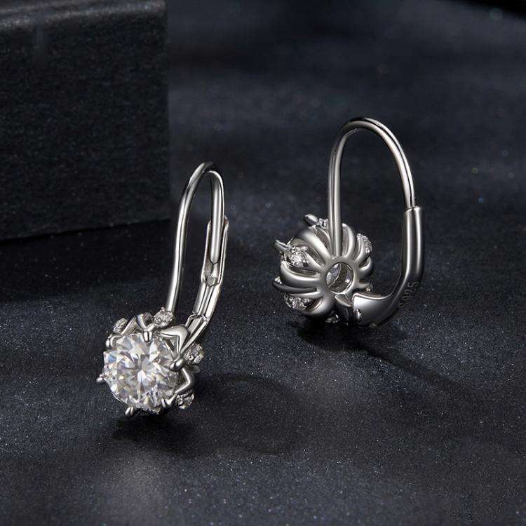 S925 Sterling Silver Platinum-Plated Shining Moissanite Bud Earrings(MSE079)