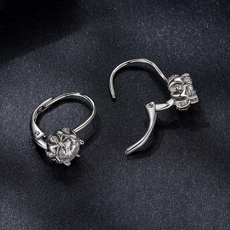 S925 Sterling Silver Platinum-Plated Shining Moissanite Bud Earrings(MSE079)
