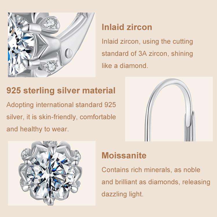 S925 Sterling Silver Platinum-Plated Shining Moissanite Bud Earrings(MSE079)