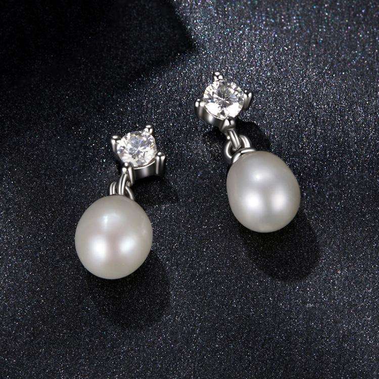 S925 Sterling Silver Natural Freshwater Pearl Moissanite Earrings(MSE077)