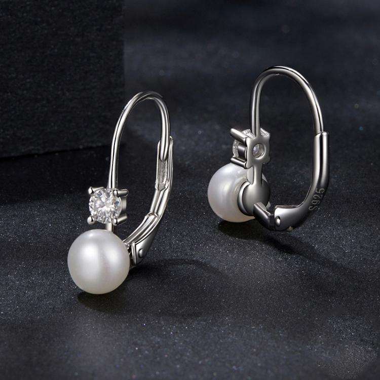 S925 Sterling Silver Platinum-Plated Moissanite Freshwater Pearl Elegant Earrings(MSE078)