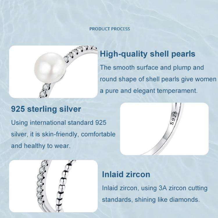 S925 Sterling Silver Natural Freshwater Pearl Double-layer Ring Elegant Temperament Ring(7)