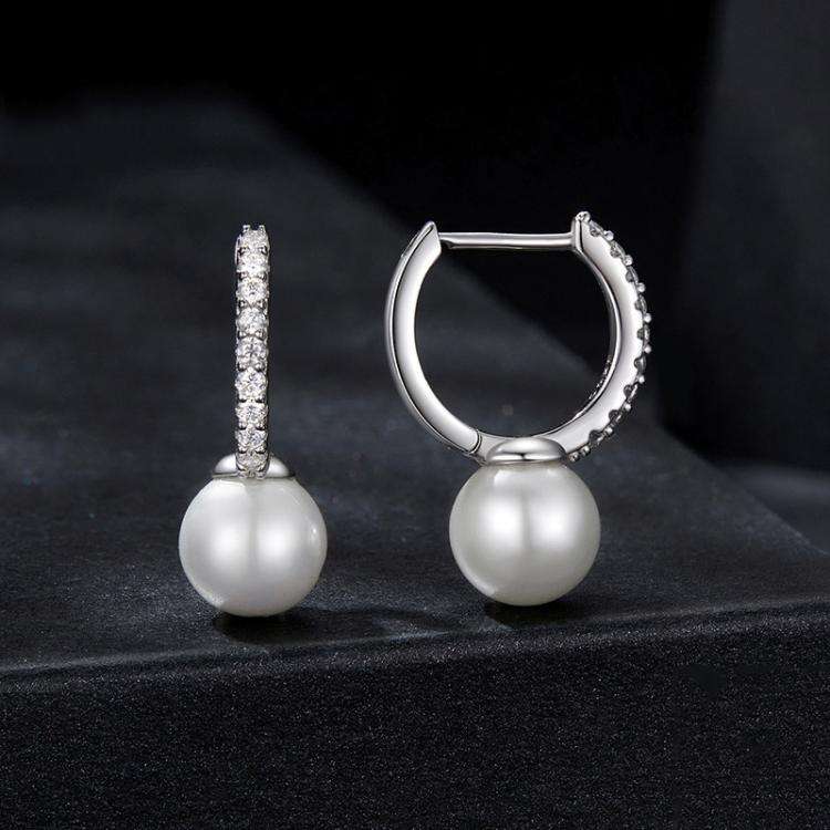 S925 Sterling Silver Shining Moissanite Shell Bead Earrings(MSE074)