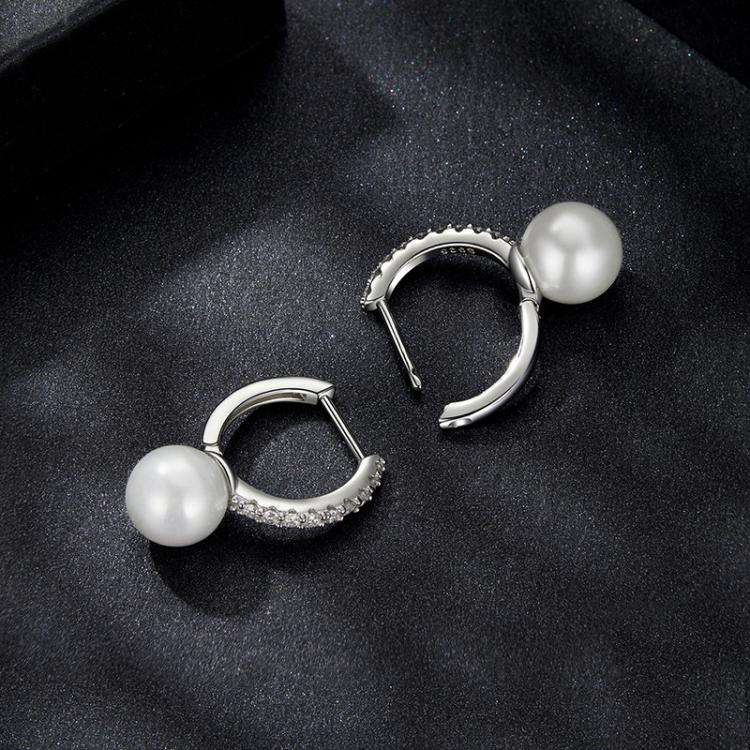 S925 Sterling Silver Shining Moissanite Shell Bead Earrings(MSE074)