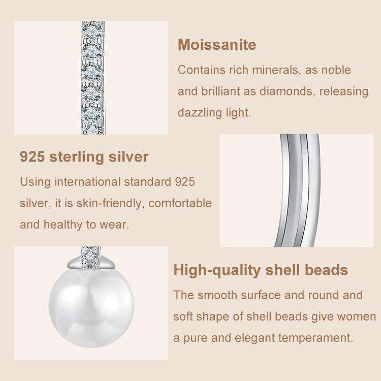 S925 Sterling Silver Shining Moissanite Shell Bead Earrings(MSE074)