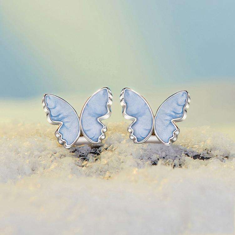 S925 Sterling Silver Butterfly Earrings Fresh Animal Earrings(SCE1823)