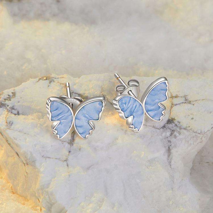S925 Sterling Silver Butterfly Earrings Fresh Animal Earrings(SCE1823)
