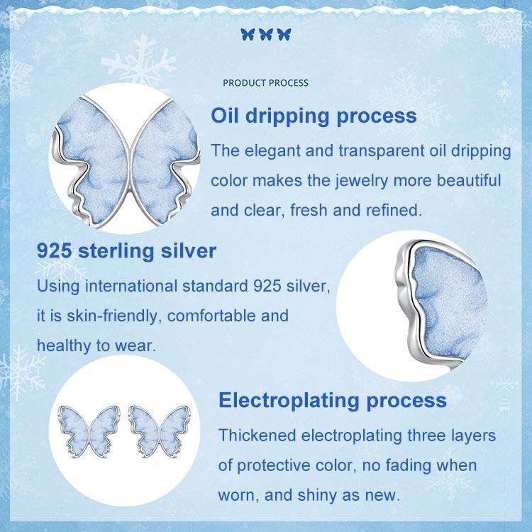 S925 Sterling Silver Butterfly Earrings Fresh Animal Earrings(SCE1823)