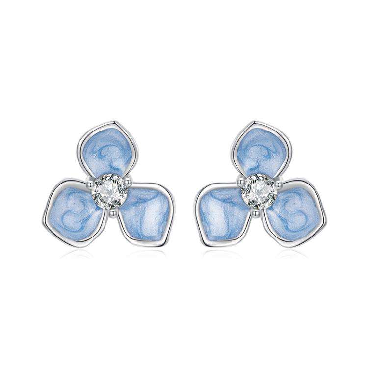 S925 Sterling Silver Platinum-Plated Sweet Flower Earrings(SCE1824)