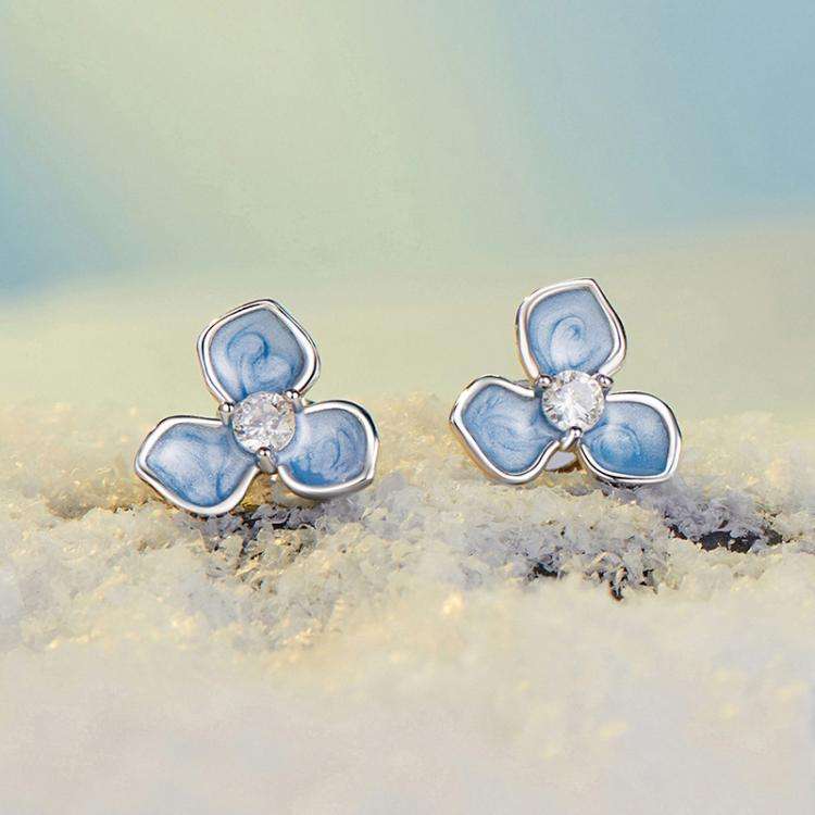 S925 Sterling Silver Platinum-Plated Sweet Flower Earrings(SCE1824)
