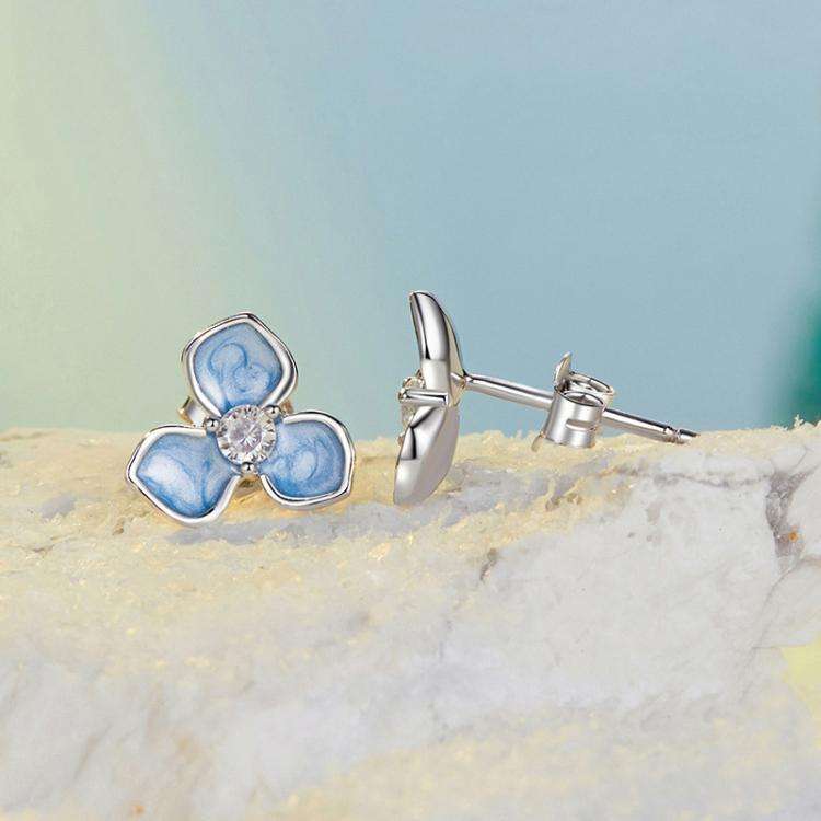 S925 Sterling Silver Platinum-Plated Sweet Flower Earrings(SCE1824)