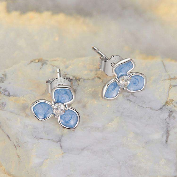 S925 Sterling Silver Platinum-Plated Sweet Flower Earrings(SCE1824)