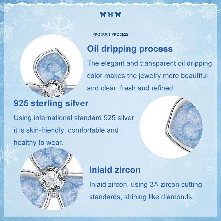 S925 Sterling Silver Platinum-Plated Sweet Flower Earrings(SCE1824)