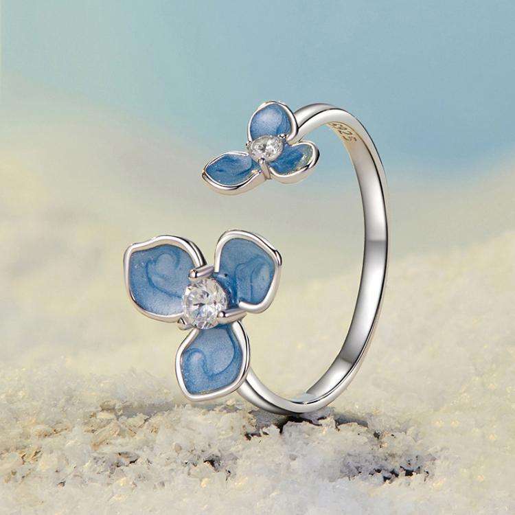 S925 Sterling Silver Oil Drop Craft Flower Opening Adjustable Ring(SCR1089-E)