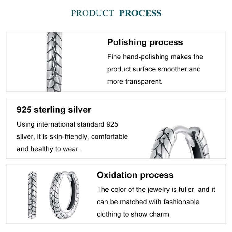 S925 Sterling Silver Oxidized Snake Pattern Earrings(BSE1175)
