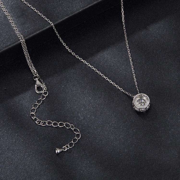 S925 Sterling Silver Platinum-Plated Moissanite Necklace, Size: L