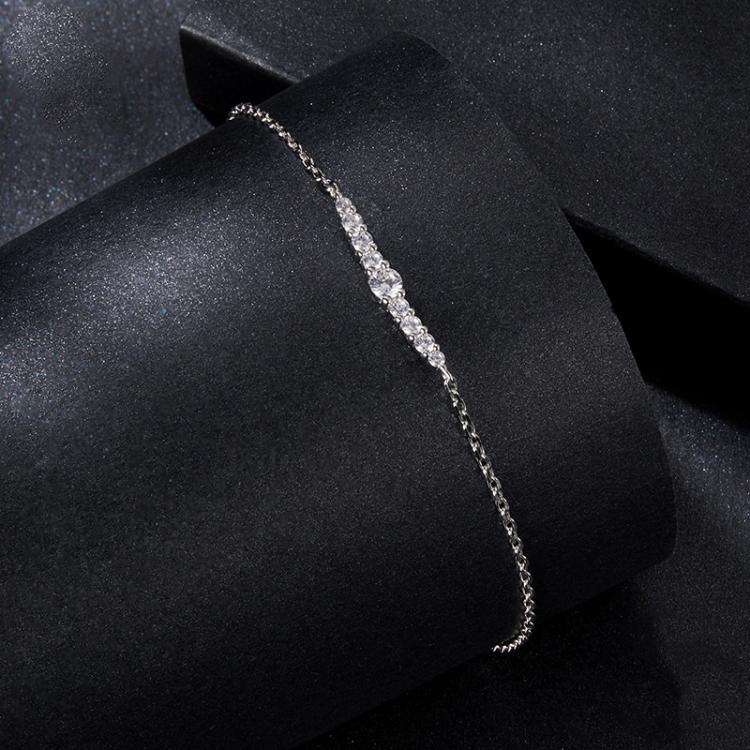S925 Sterling Silver Platinum-Plated Fine Flash Moissanite Bracelet(MSB023)