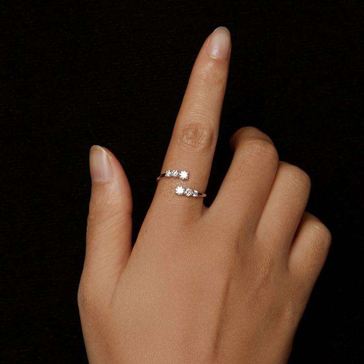 S925 Sterling Silver Shining Moissanite Open Adjustable Ring(MSR068-E)