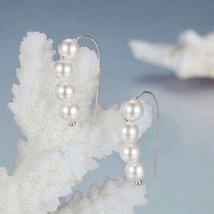 S925 Sterling Silver Elegant Shell Bead Ear Hook Earring Jewelry(BSE1174)