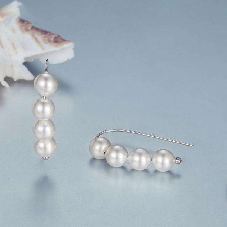 S925 Sterling Silver Elegant Shell Bead Ear Hook Earring Jewelry(BSE1174)
