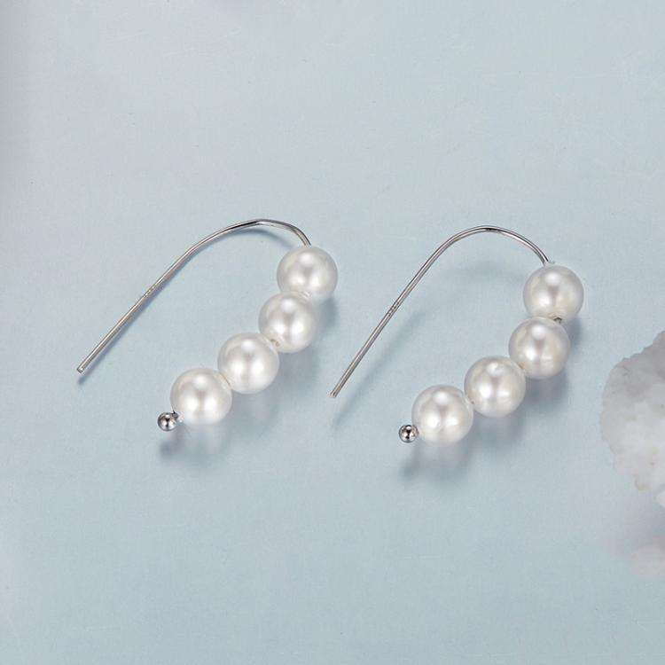 S925 Sterling Silver Elegant Shell Bead Ear Hook Earring Jewelry(BSE1174)