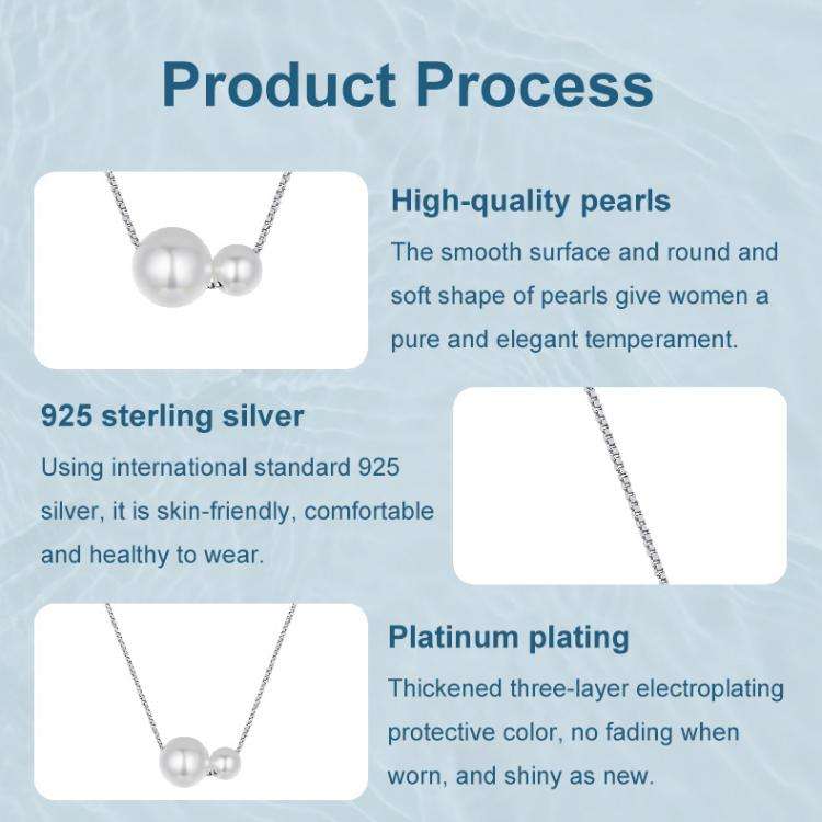 S925 Sterling Silver Platinum-Plated Elegant Pearl Necklace Adjustable Clavicle Chain(BSN429)