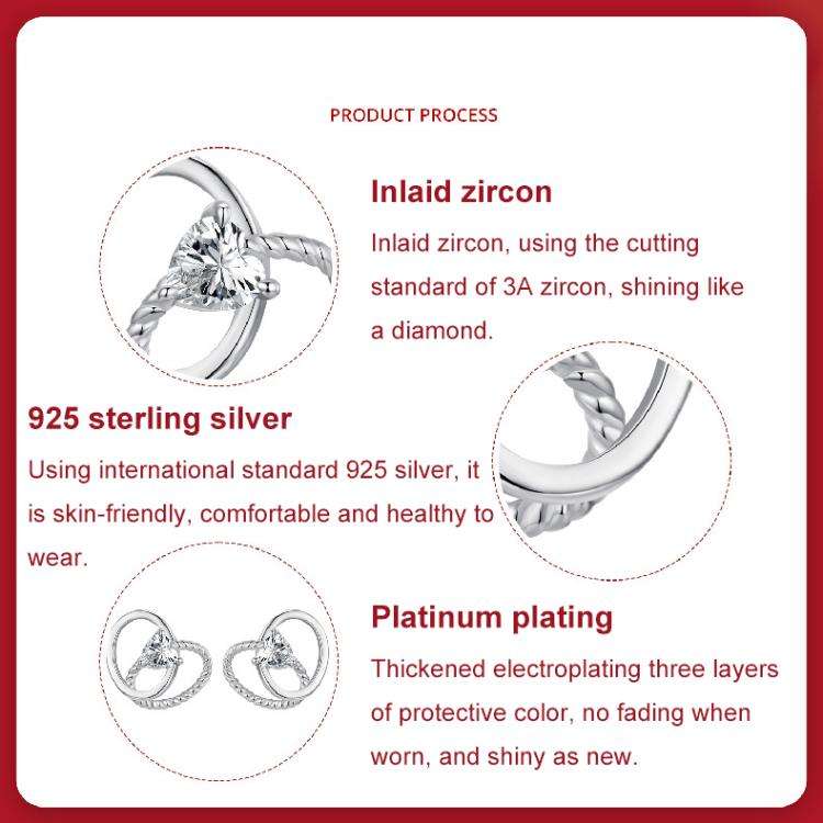 S925 Sterling Silver Platinum-Plated Heart Shape Earrings(SCE1866)