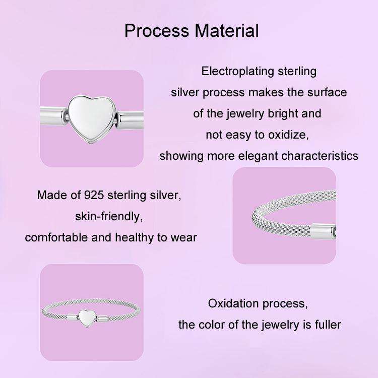 S925 Sterling Silver Heart DIY Basic Chain, Size: 19cm