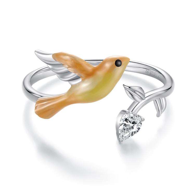 S925 Sterling Silver Vivid Oriole Open Adjustable Ring(BSR661-E)