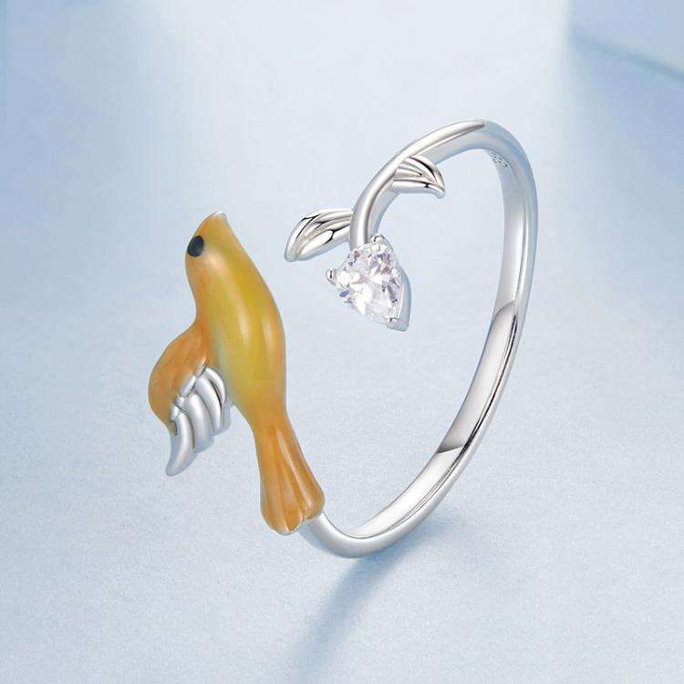 S925 Sterling Silver Vivid Oriole Open Adjustable Ring(BSR661-E)