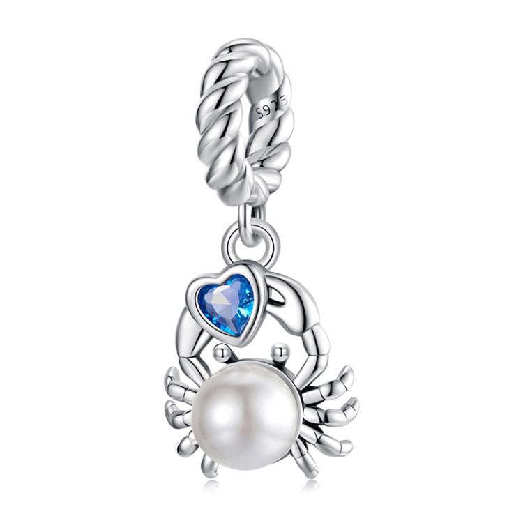 S925 Sterling Silver Cute Crab Jewelry Pendant Animal Beads(SCC3038)