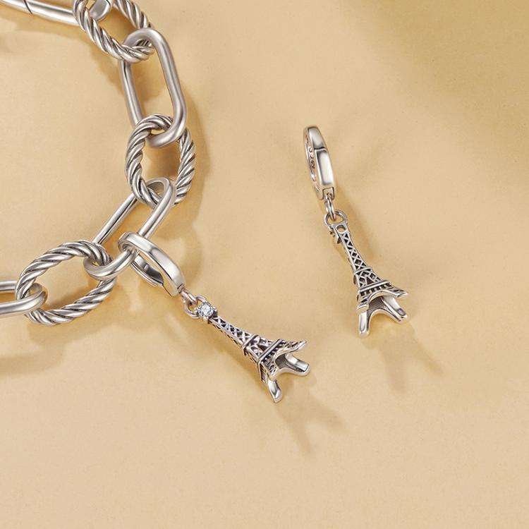 S925 Sterling Silver Eiffel Tower Pendant Jewelry Beads(SCC3035)