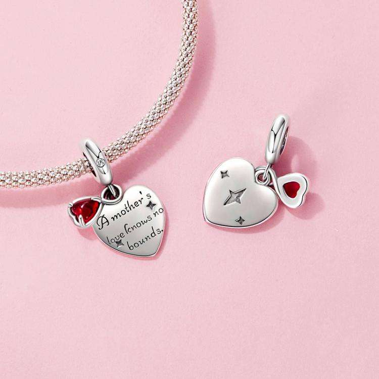 S925 Sterling Silver Love Message Pendant Mother Day Jewelry Beads(SCC3048)