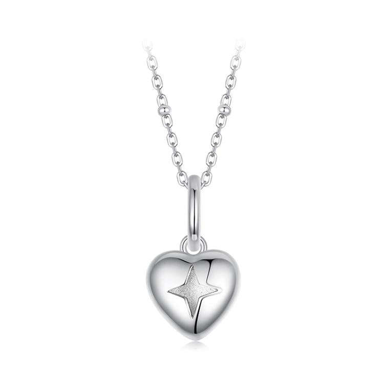 S925 Sterling Silver Heart Jewelry Necklace(BSN421)