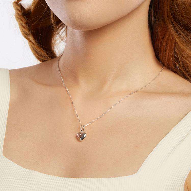 S925 Sterling Silver Heart Jewelry Necklace(BSN421)