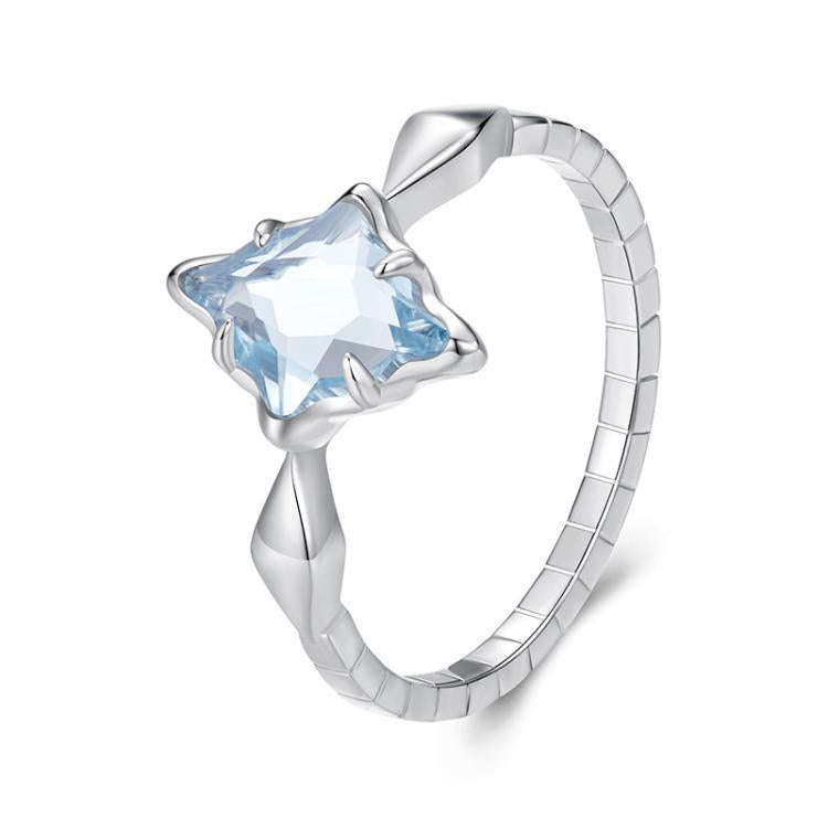 S925 Sterling Silver Platinum Starburst Diamond Ring(No.6)